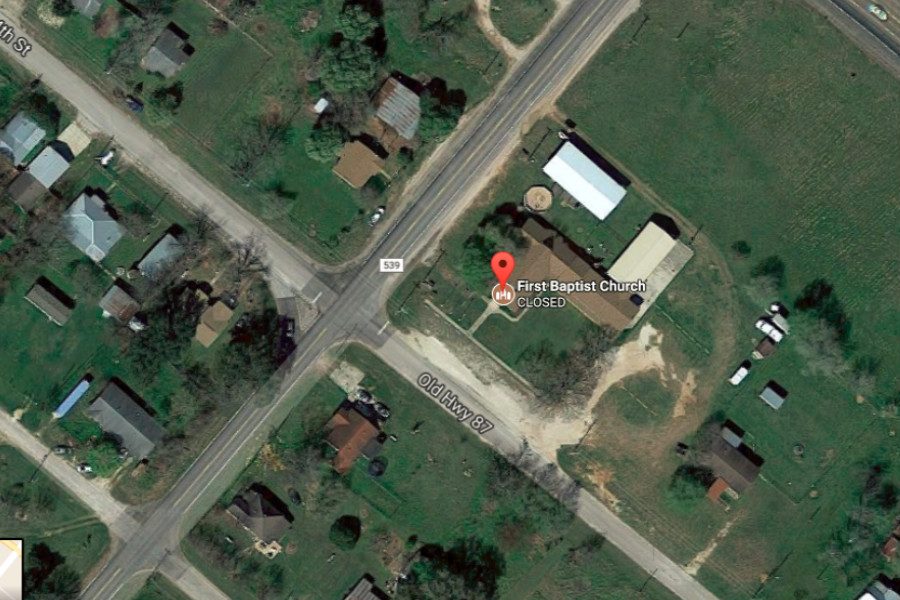 (Image obtained from Google Maps) The First Baptist Church in Sutherland Springs, Texas, was the site of a shooting Nov. 5.