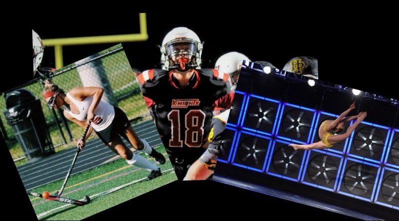 (Photo Courtesy of Bill Styskal Sports Photography, Emily Holleuffer, and Angelina Velardi)
From left to right: senior field hockey captain Emily Holleuffer, senior football captain Nick Ciaglia, sophomore Angelina Velardi