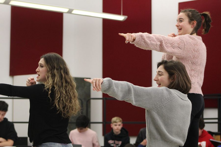 Various members of the cast of Masquers of West Essex practice for the spring musical, "Mamma Mia." The show runs March 12-14.