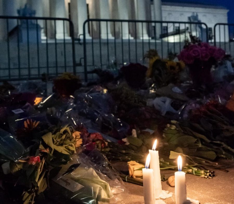 A candlelight memorial to Supreme Court Justice Ruth Bader Ginsburg rests outside the Supreme Court of the United States in Washington, D.C. Many mainstream memorials and well-wishes to RBG inadvertently overlook the central Jewish faith that Gingsburg held so dear.