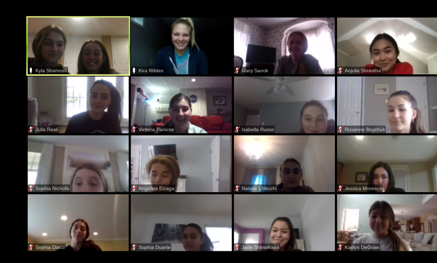 The girls volleyball team uses Zoom meetings to keep spirits up during their preseason.