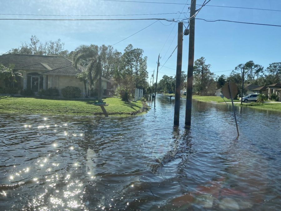 Community in North Port, FL flooded from the hurricane. 