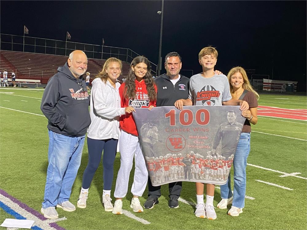 Chris Benacquista, serving as West Essexs football coach since 2011, notched his 100th win as head coach on Sept. 14 against Wayne Valley. (Photo courtesy of Laura Drago)