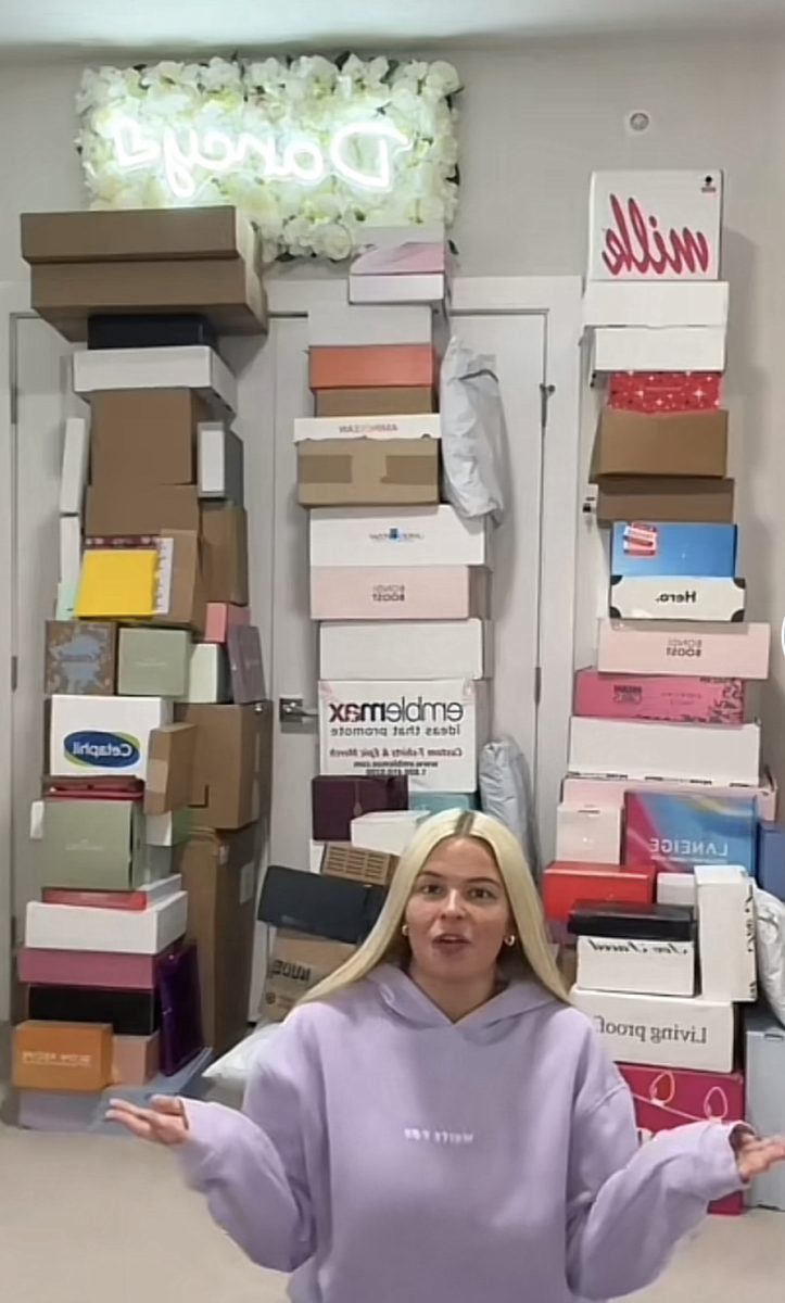 TikToker+Darcy+McQueeny+unboxes+enormous+amounts+of+wasteful+PR+that+she+has+accumulated+over+a+short+two+months.