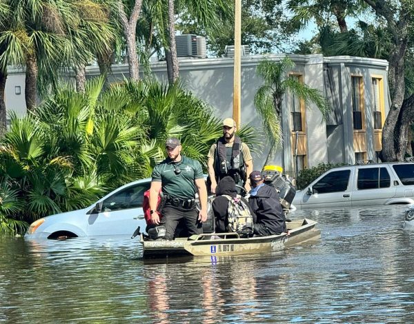 Florida Fish and Wildlife Conservation Commission teams provide assistance in a residential area in Florida. Hurricane Milton has brought destruction and flooding throughout Florida since it made landfall Oct. 9. 