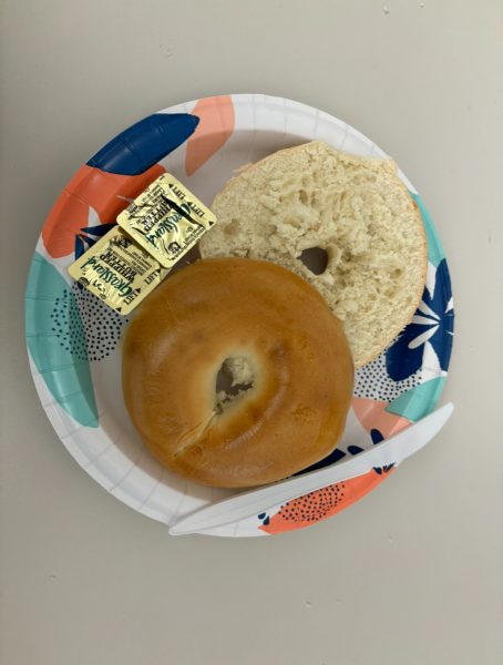 Friends and family can bond over a classic plain bagel. 