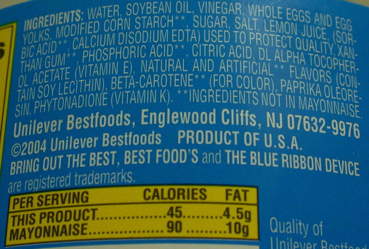 Labels for foods contain a lengthy list of ingredients.