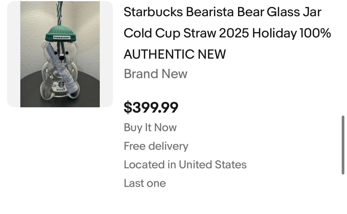 Like every holiday season, Starbucks knows how to captivate their buyers. This year's craze is centered around the limited edition 'Bearista' cup that is now reselling for hundreds of dollars.