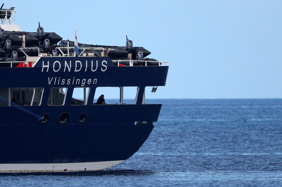 The cruise ship MV Hondius, affected by a hantavirus outbreak, at the port of Granadilla de Abona, Tenerife, Spain, May 11, 2026. REUTERS/Pedro Nunes