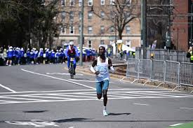 John Korir, who won the elite men's race in a historic, record-setting time of 2:01:52.